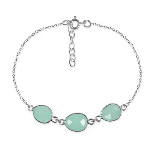 Three Stone River Rock Bracelet Aqua Chalcedony