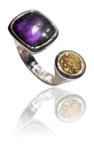 Mexico City Art Deco Ring Amethyst and Citrine