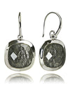 Framed Rounded Square Classic Earrings Black Rutile Quartz