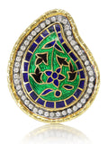 18K Gold Plated/Cloisonne Paisley Ring