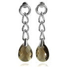 Capri Four Link Earrings with Faceted Stone - Smokey Quartz