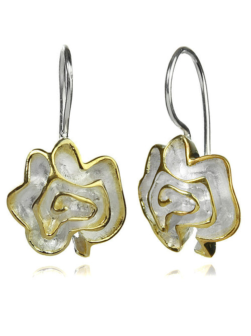 18K Gold Plated and Silver Barcelona Flower Earrings