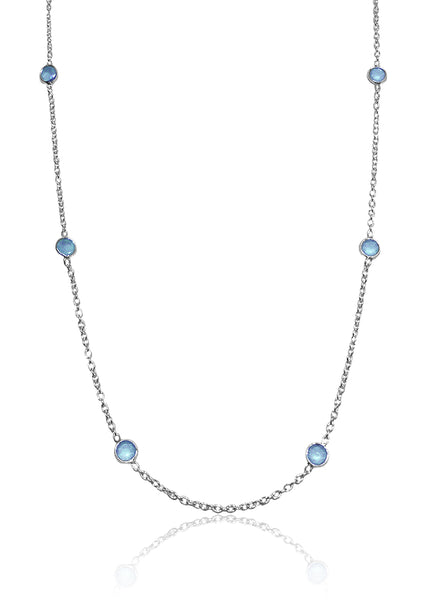Tiny Kathak 8 Stone Necklace Blue Chalcedony