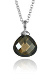 Jaipuri Quartz Drop Pendant with Chain Smokey Quartz