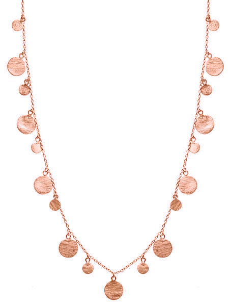 Rose Gold Plated Art Deco Necklace with Brushed Discs