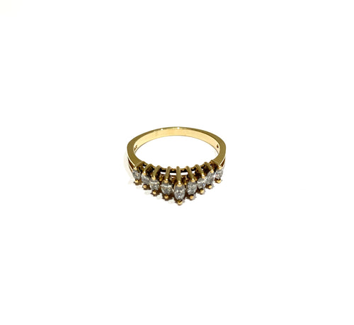 10k Gold Graduating Marquee Diamond Ring Size 7