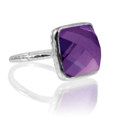 Italian Faceted Cocktail Ring with Open Side Amethyst