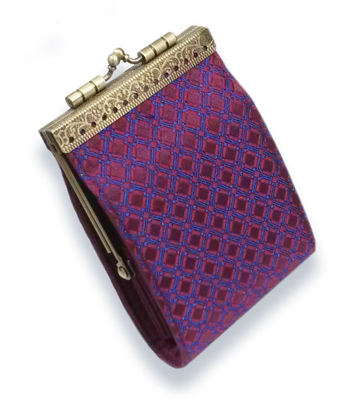 Cathayana Card Holder Purple/ Blue Checkers