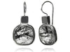 Faceted Rounded Square Earrings Black Rutile Quartz