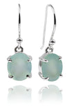 Da Vinci Four Prong Oval Earrings Aqua Chalcedony
