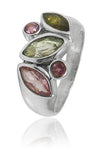 5 Stone Cluster Ring Mixed Tourmaline Size 7.5