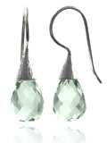 Small Quartz with Brushed Top Earrings Green Amethyst