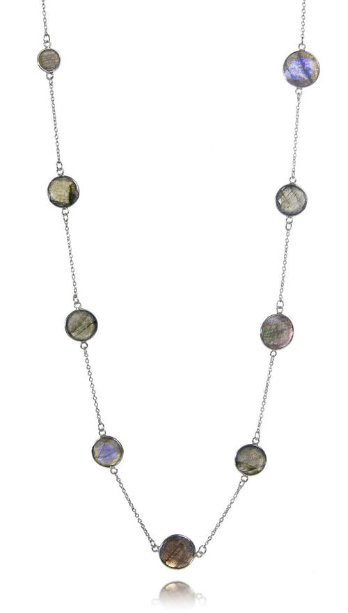 Faceted 17 Stone Capri Long Necklace Labradorite