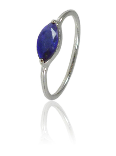 Thin Amazon River Ring with Stone Blue Topaz