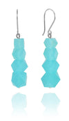 Four Stone Glacier Drop Earrings Blue Chalcedony