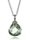 Jaipuri Quartz Drop Pendant with Chain Green Amethyst