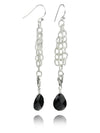 Triple Chained Quartz Drop Earrings (Black Onyx)