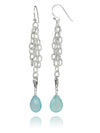 Triple Chained Quartz Drop Earrings (Aqua Chalcedony)