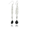 Triple Chained Quartz Drop Earrings (Black Onyx)