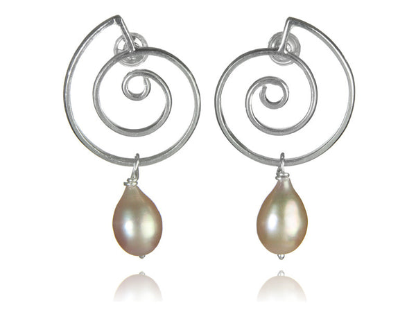Spanish Concentric Swirl Pearl Earrings