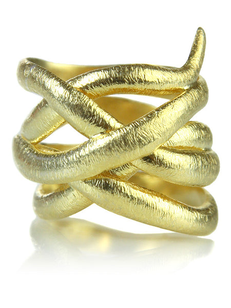 18K Gold Plated Brushed Bilbao Twist Ring