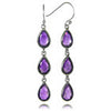 Jaipuri Three Stone Tear Drop Earrings (Amethyst)