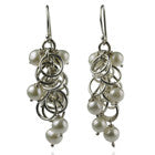 Bombay Multi Pearl and Silver Circle Earrings Clusters