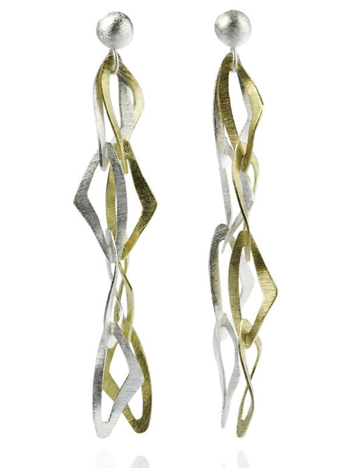 Italian Mascherata Link Silver & 18K Gold Plated Earrings