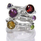 Three Stacked Band with Circle Stones (Mixed Stones)