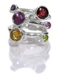 Three Stacked Band with Circle Stones (Mixed Stones)