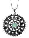 Medium Jaipuri Kundun Medallion - Oxidized (Aqua Chalcedony)