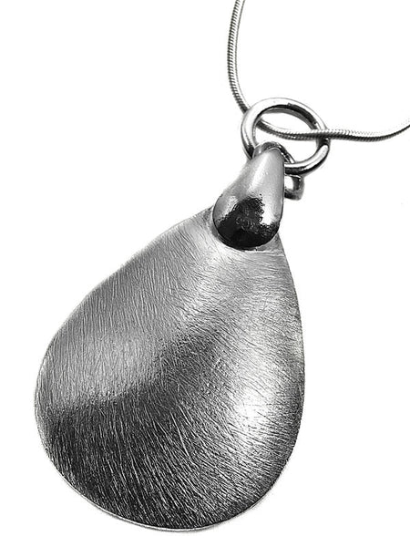 Brushed Tear Drop Pendant with Classic Clasp