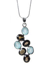 Jog Waterfall Pendant (Aqua Chalcedony / Smokey Quartz)