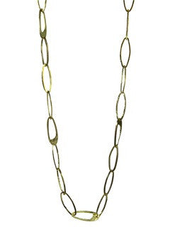 Long Oval Battered Linked Necklace