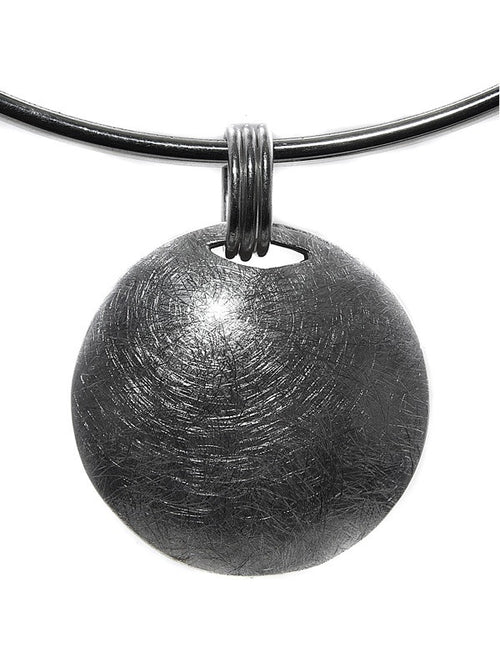 Round Brushed Silver Pendant