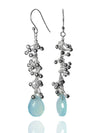 Kathak Sunburst Drops with Faceted Stone (Aqua Chalcedony)