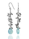 Kathak Sunburst Drops with Faceted Stone (Aqua Chalcedony)