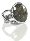 Italian Flower Stem Cocktail Ring (Black Rutile Quartz)