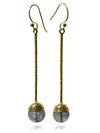 Milano 18-Kt Gold Plated Long Drops (Black Rutile Quartz)
