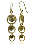 18K Gold Plated Brushed Three Circle Drop Earrings