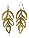 Three Tiered Brushed 18K Gold Plated Leaf Earrings