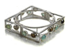 Square Bangle with Stones (Aqua Chalcedony/Smokey Quartz)