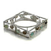 Square Bangle with Stones (Aqua Chalcedony/Smokey Quartz)