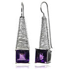 Step Ladder Earrings with Square Stone (Amethyst)