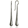 Simple Silver Long Tear Drop Earrings- Brushed