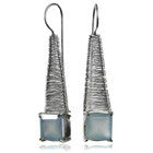 Step Ladder Earrings with Square Stone (AC)