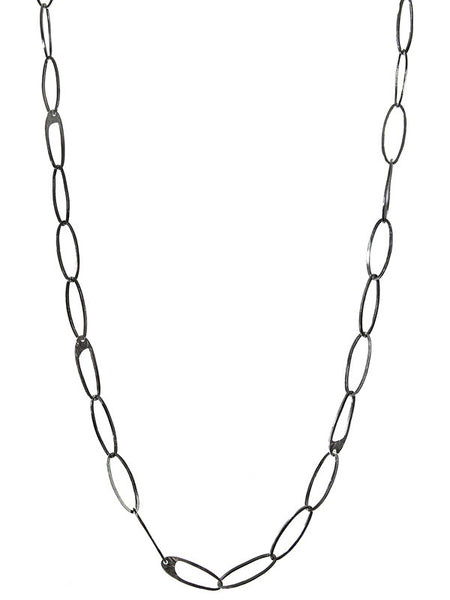 Long Oval Battered Linked Necklace