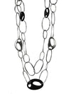 Art Deco Oval Silver and Wood Double Stranded Necklace