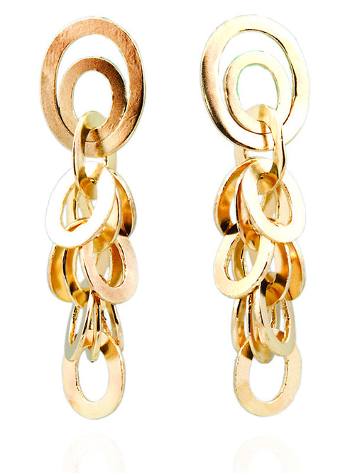Small Circle Cluster Drop Earrings - 18K Gold Plated