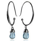 Jaipuri Circular Gemstone Drop Earrings (Blue Topaz)